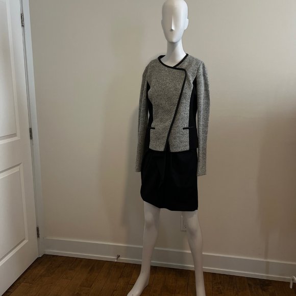 Formal Jacket with Vegan Leather Details, Can be Buttoned up in various styles - Picture 1 of 8